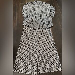 Karl Lagerfeld Black and White Geometric Pantsuit